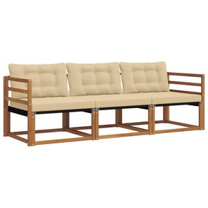 vidaXL Set vanjskih sofa s jastukom 3 pcs Prirodna i bež