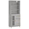 vidaXL Visoka komoda siva sonome 69,5x34x180 cm od konstruiranog drva