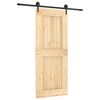 vidaXL Klizna vrata Prirodna i crna 85 x 210 cm Čvrsta borovina