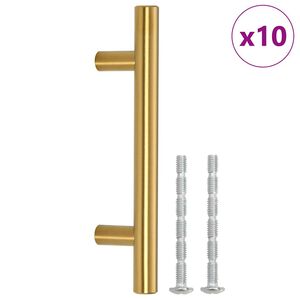vidaXL Ručke za ormarić 10 kom zlatne razmak između rupa 64 mm ukupna duljina 100 mm od nehrđajućeg čelika