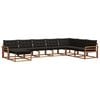 vidaXL Set vanjskih sofa 8 kom. Prirodna i crna Čvrsto drvo akacije