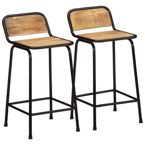 vidaXL Barske stolice 2 kom 46x35,5x80 cm puno drvo grubo mango