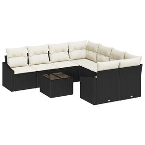 vidaXL Set sofe s jastukom s pohranom 9 pcs Crna i Krema poliratan