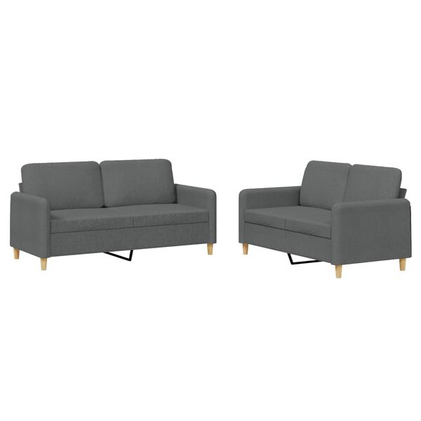 vidaXL 2-dijelni set sofa s jastucima tamnosivi od tkanine
