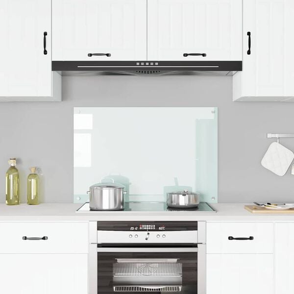 vidaXL Kuhinjska za&scaron;tita od prskanja bijela 90 x 60 cm kaljeno staklo