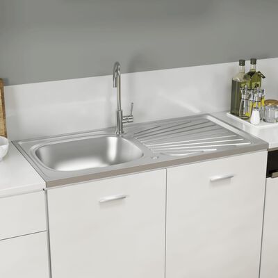 vidaXL Kuhinjski sudoper s cjedilom srebrni 1000x500x155 mm čelični