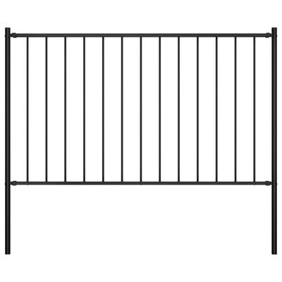 vidaXL Panel za ogradu sa stupovima čelični 1,7 x 1 m crni