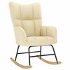 vidaXL Stolica za ljuljanje od tkanine s tabureom krem