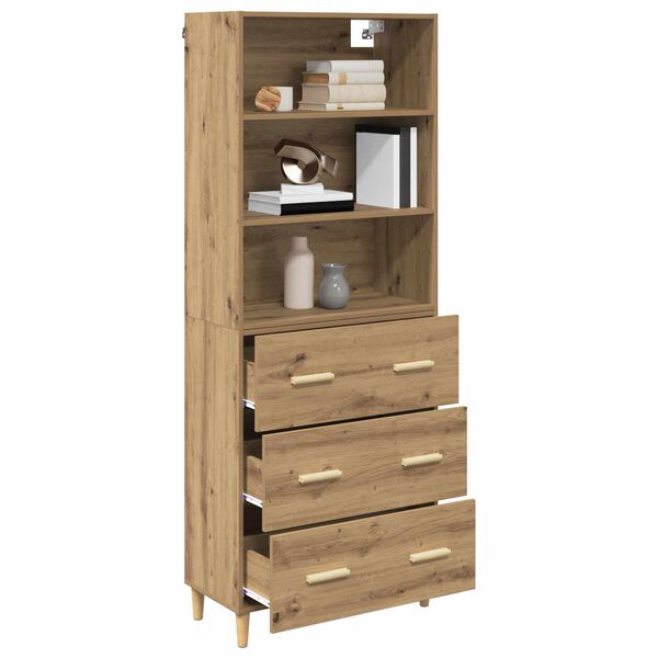 vidaXL Highboard s ladicama Umjetnički hrast 69,5 x 32,5 x 180 cm