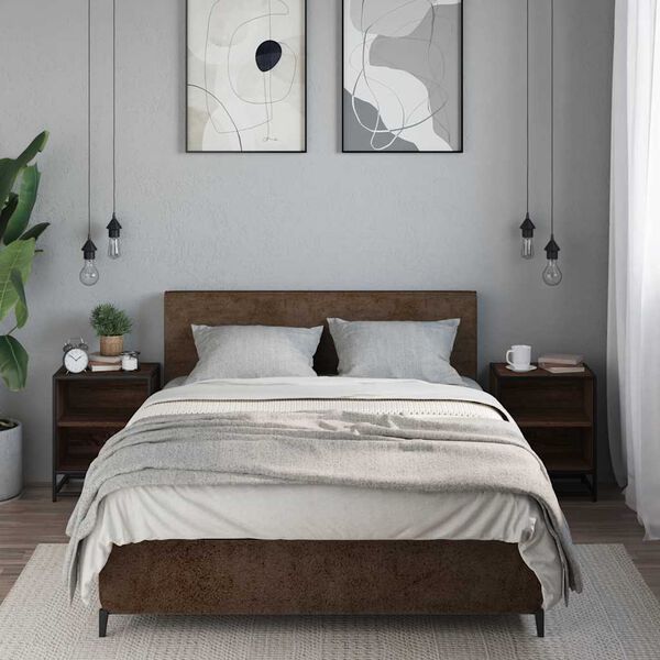 vidaXL Noćni ormarići 2 kom smeđi hrast Konstruirano drvo i metal