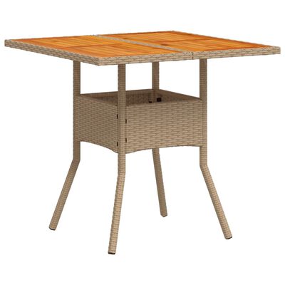 vidaXL Vrtni stol bež 80 x 80 x 75 cm od poliratana i drva bagrema