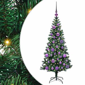 vidaXL Umjetno predsvijetljeno božićno drvce Zelena 120 cm PVC i metal