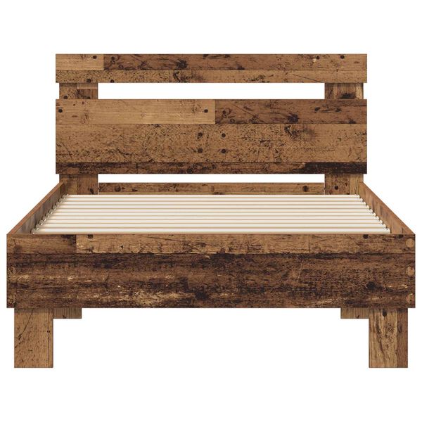 vidaXL Krevetna konstrukcija s uzglavljem Staro drvo 98.5 x 200 cm