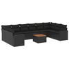 vidaXL 11-dijelni set vrtnih sofa od poliratana s jastucima crni