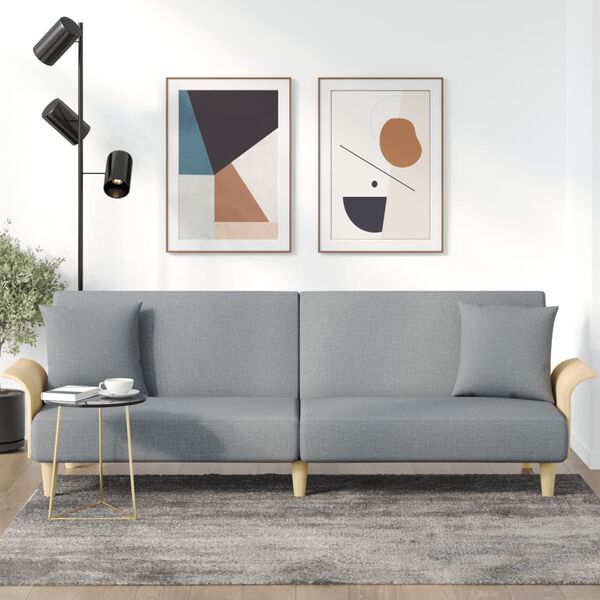 vidaXL Kauč na razvlačenje s naslonima za ruke svjetlosivi od tkanine