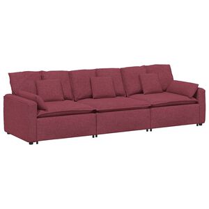 vidaXL Modularna sofa s jastucima, vinsko crvena