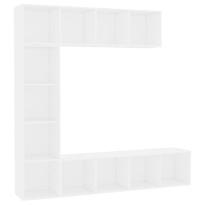 vidaXL 3-dijelni set ormarića za knjige/TV bijeli 180 x 30 x 180 cm