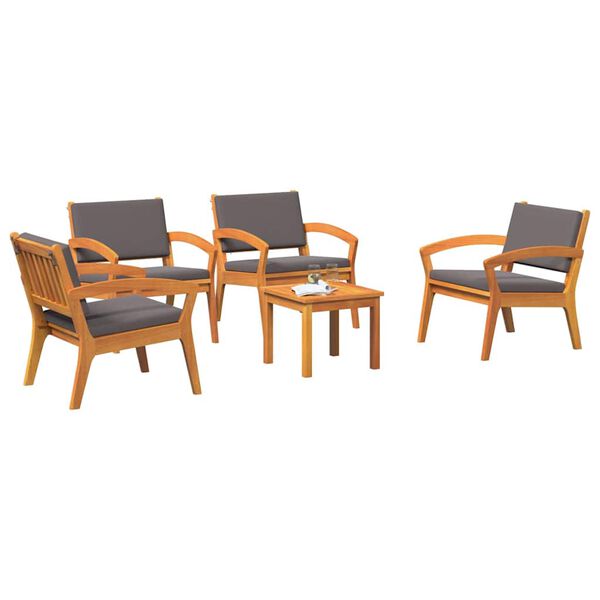 vidaXL Bistro set s jastukom 5 pcs Smeđa Poliester