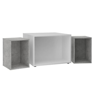 FMD stolić za kavu s 2 pomoćna stolića 67,5x67,5x50 cm bijeli i beton