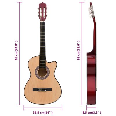 vidaXL 12-dijelni set akustične gitare Western s prorezom i 6 žica 38"