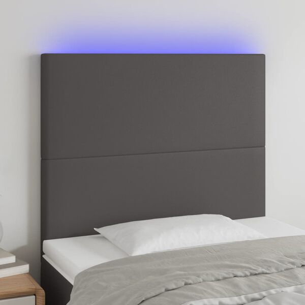 vidaXL LED uzglavlje sivo 90x5x118/128 cm od umjetne kože