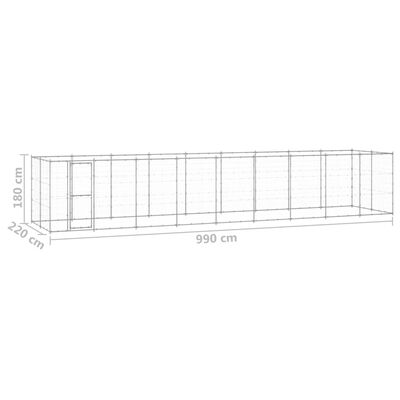 vidaXL Vanjski kavez za pse od pocinčanog čelika 21,78 m²
