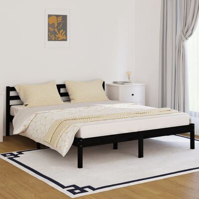vidaXL Okvir za krevet od masivne borovine 160 x 200 cm crni