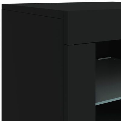 vidaXL Komoda s LED svjetlima crna 181,5x37x67 cm