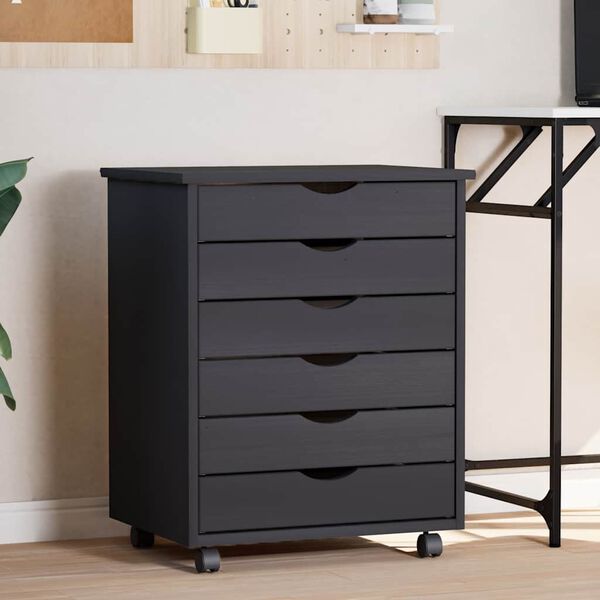 vidaXL Pokretni ormarić s ladicama MOSS sivi od masivne borovine