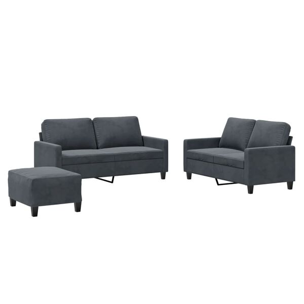 vidaXL 3-dijelni set sofa s jastucima tamnosivi bar&scaron;unasti