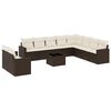 vidaXL 11-dijelni set vrtnih sofa od poliratana s jastucima smeđi