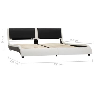 vidaXL Okvir za krevet od umjetne kože LED bijelo-crni 180 x 200 cm