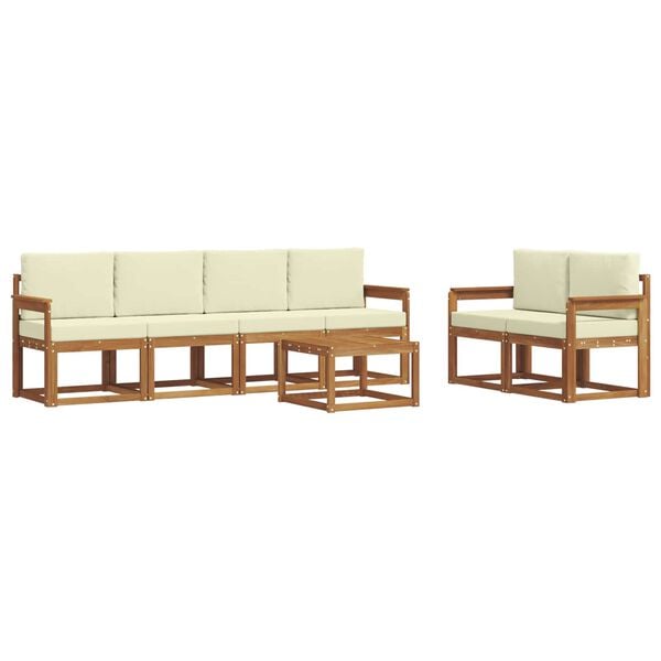 vidaXL Set vanjskih sofa 7 pcs Prirodna i krem Čvrsto drvo akacije