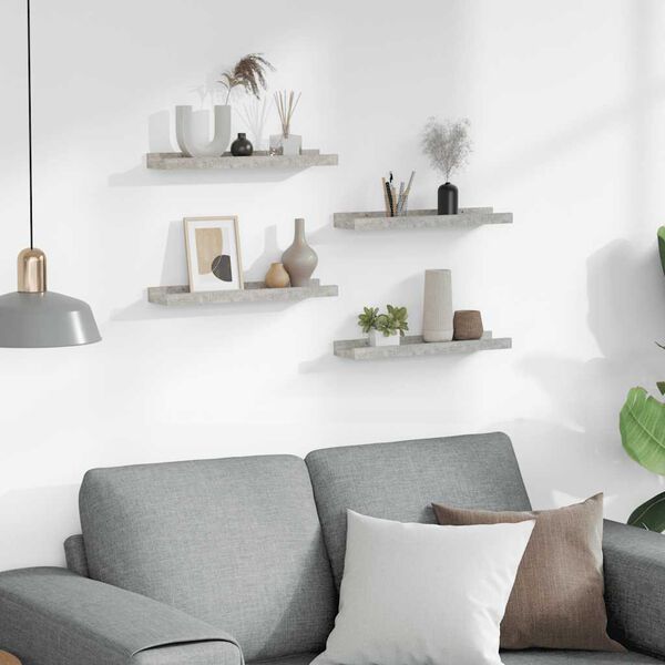 vidaXL Zidne police 4 kom siva boja betona 40 x 9 x 3 cm