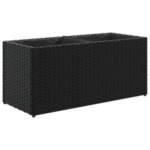 vidaXL Vrtna sadilica s 2 posude crna 72 x 30 x 32 cm od poliratana