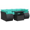 vidaXL 7-dijelni set vrtnih sofa od poliratana s jastucima crni bagrem