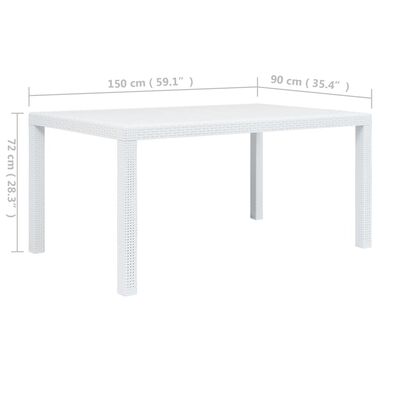 vidaXL Vrtni stol bijeli 150 x 90 x 72 cm plastika s izgledom ratana