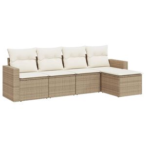 vidaXL 5-dijelni vrtni set sofa s jastucima bež od poliratana