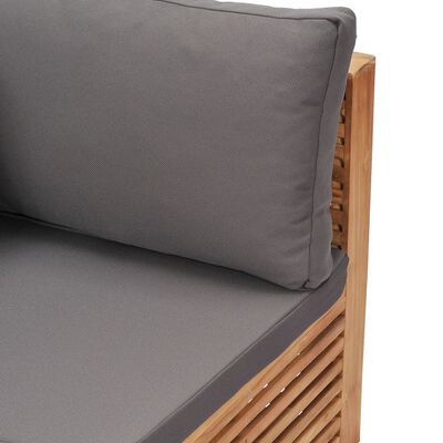 vidaXL Vrtna kutna sofa sa sivim jastukom od masivne tikovine