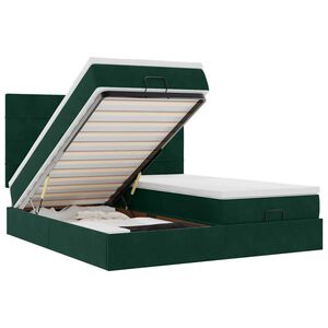 vidaXL Okvir kreveta s madracima tamnozeleni 180x200cm bar&scaron;unasti