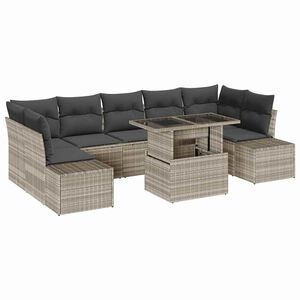 vidaXL Set sofe s jastukom 8 pcs Svijetlo siva poliratan
