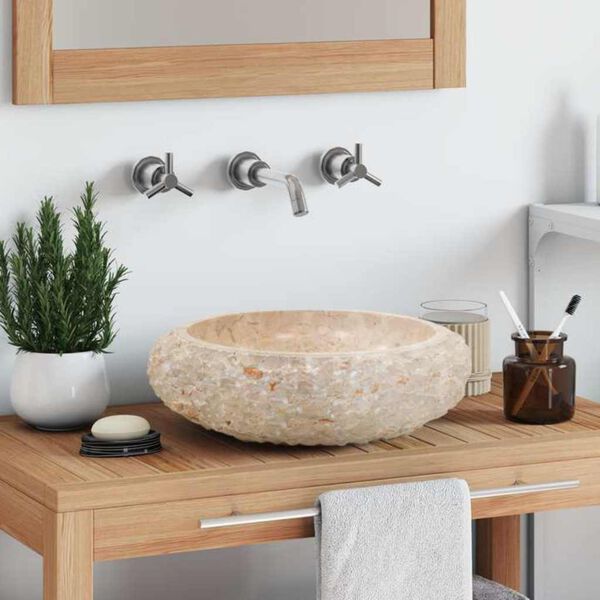 vidaXL Umivaonik 40 x 12 cm mramorni krem