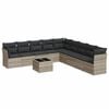 vidaXL 10-dijelni set vrtnih sofa poliratan s jastucima svijetlosivi