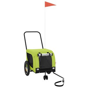 vidaXL Prikolica za bicikl za ljubimce zeleno-crna tkanina i željezo