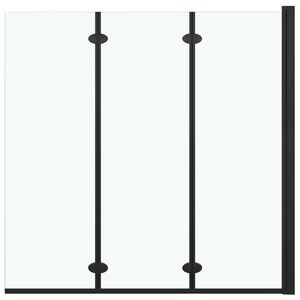 vidaXL Sklopiva vrata za tu&scaron;-kabinu s 3 ploče ESG 130 x 138 cm crna