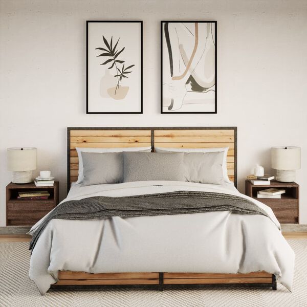 vidaXL Zidni noćni ormarići s LED svjetlima 2 kom smeđa boja hrasta