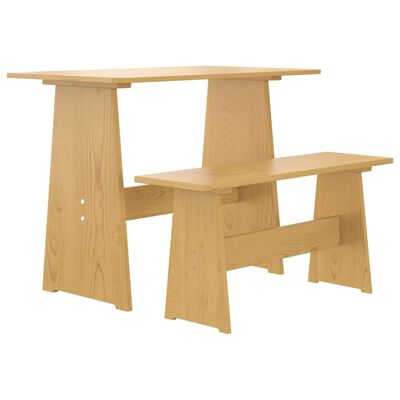vidaXL Blagovaonski stol s klupom smeđa boja meda od masivne borovine