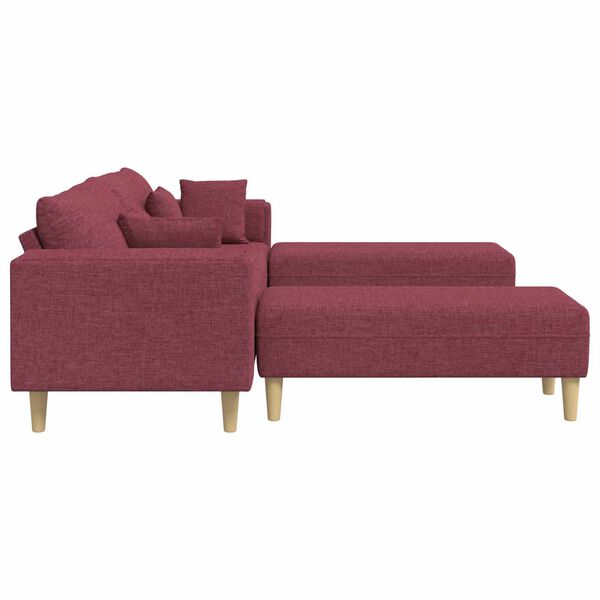vidaXL Tkaninska sofa s jastukom Vinska crvena 208 cm tkanina