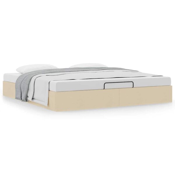 vidaXL Otomanski okvir kreveta bez madraca krem 200x200 cm od tkanine