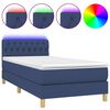 vidaXL Krevet box spring s madracem LED plavi 90x200 cm od tkanine